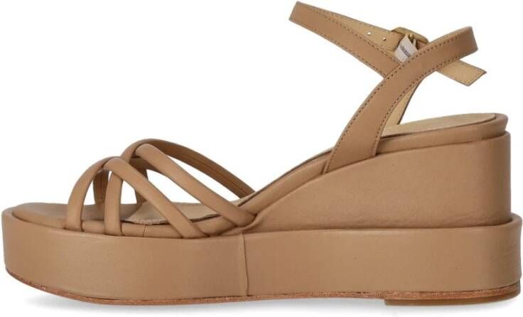 Paloma Barceló Beige Sleehak Sandaal met Enkelband Beige Dames