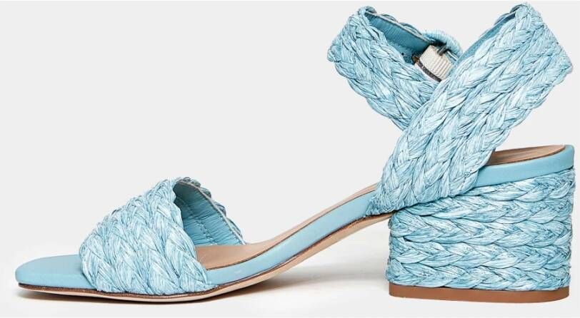 Paloma Barceló Blauwe Geweven Raffia Sandalen Ss23 Blue Dames