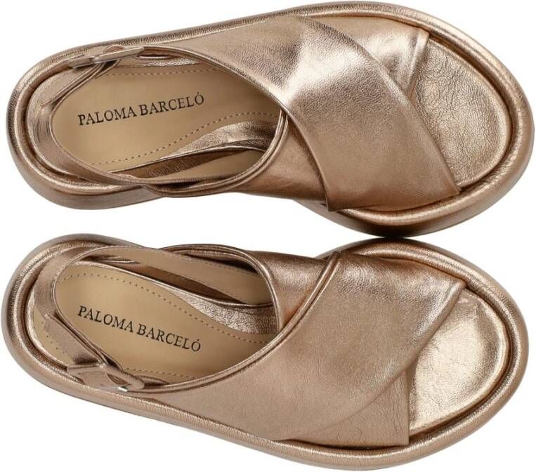 Paloma Barceló Bronzen Platform Sandaal met Gekruiste Banden Brown Dames