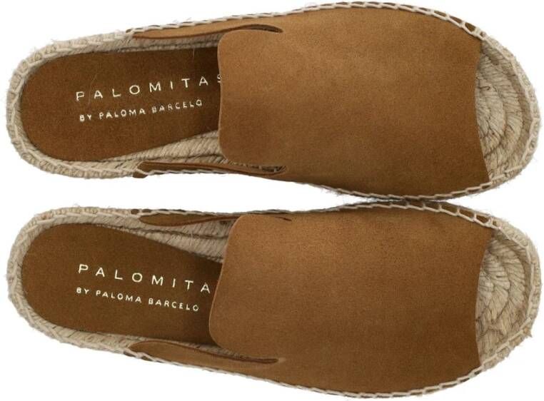 Paloma Barceló Bruine Suède Platte Sandaal met Jute Zool