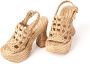 Paloma Barceló Natuurlijke Raffia Hoge Hak Sandaal Beige Dames - Thumbnail 3