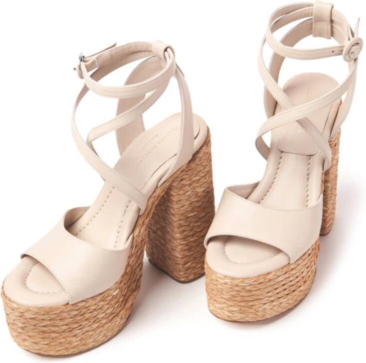 Paloma Barceló Napa Ivory Hoge Hak Sandalen Beige Dames