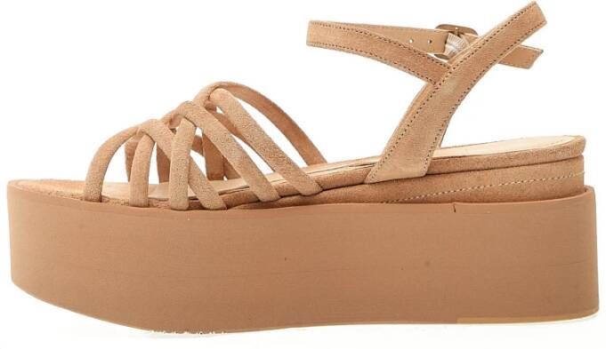 Paloma Barceló Desert Suède Sleehak Sandaal Beige Dames