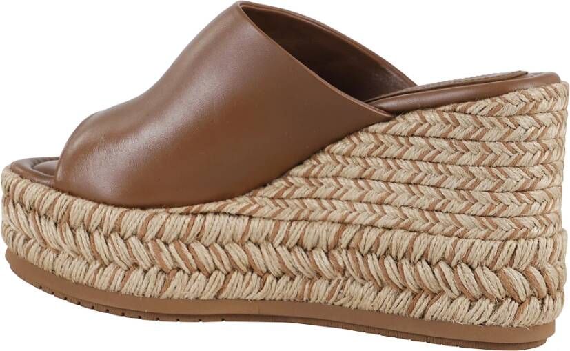 Paloma Barceló Leren Sandaal met Raffia Sleehak