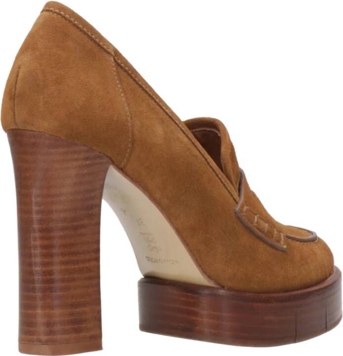 Paloma Barceló Vintage-geïnspireerde suède pumps met houten hak Bruin Dames