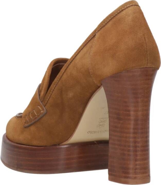 Paloma Barceló Vintage-geïnspireerde suède pumps met houten hak Bruin Dames