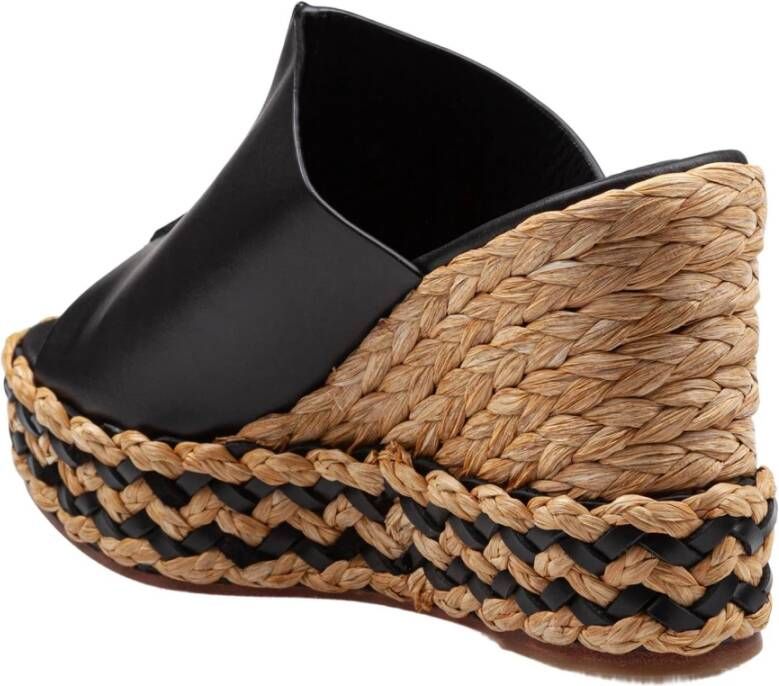 Paloma Barceló Raffia Sleehak Leren Sandaal