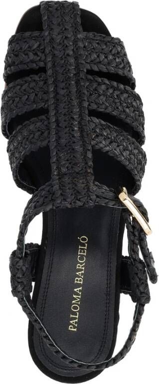 Paloma Barceló Raffia Zwarte Sandalen