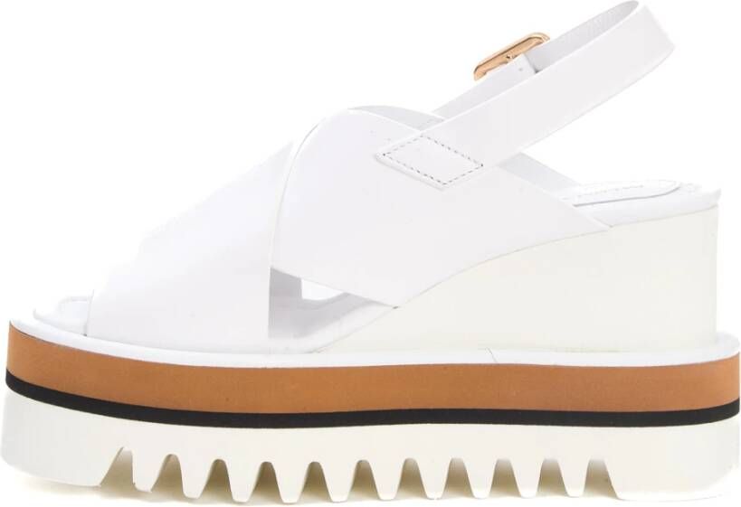 Paloma Barceló Witte leren hoge sleehak sandalen