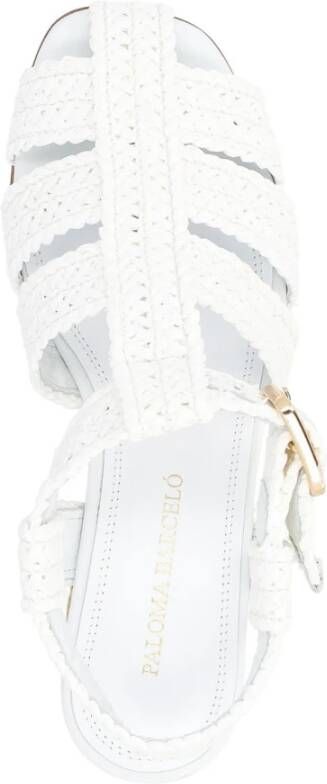 Paloma Barceló Witte Raffia Sandalen