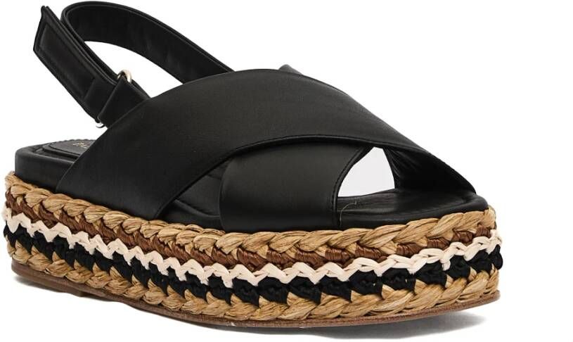 Paloma Barceló Zwarte geweven sleehak sandalen