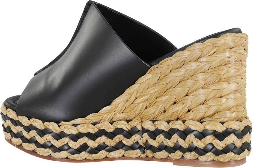 Paloma Barceló Zwarte leren platform sandalen Ivana
