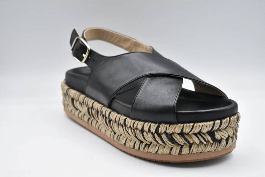 Paloma Barceló Zwarte Sleehak Espadrilles Enkelband Schoenen Black Dames