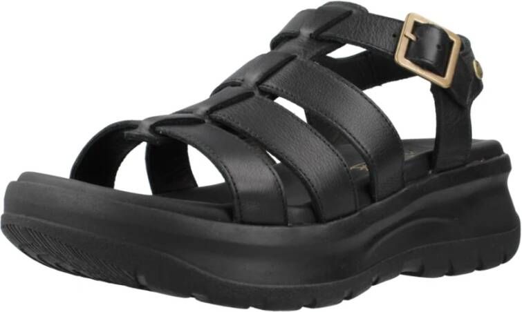 Panama Jack Stijlvolle Platte Sandalen Black Dames