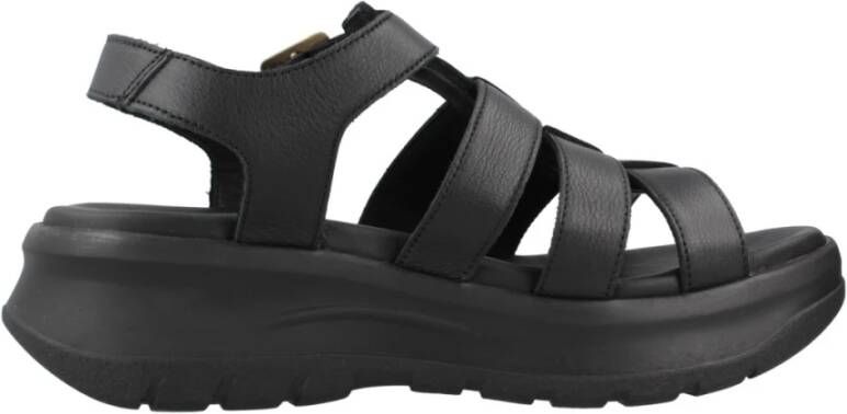 Panama Jack Stijlvolle Platte Sandalen Black Dames