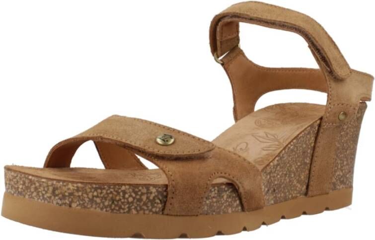 Panama Jack Platform Wedge Sandals Brown Dames