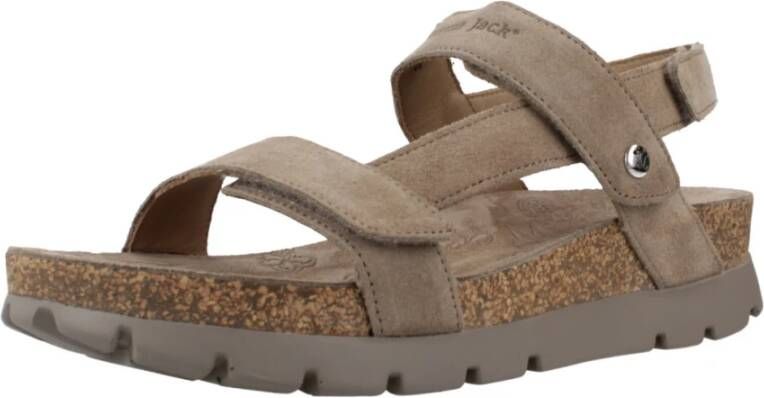 Panama Jack Platte Sandalen met Plakband Gray Dames