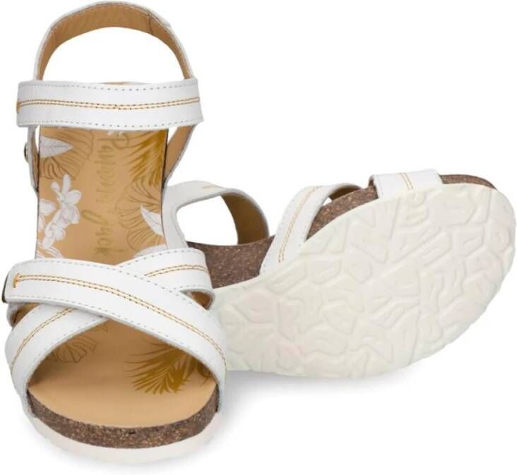 Panama Jack Witte Leren Sleehak Sandalen White Dames