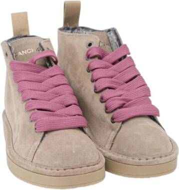 Panchic Beige Sneakers met Fuchsia Veters Beige Dames
