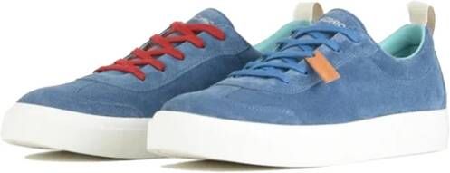 Panchic Blauwe Suède Sneakers met Leren Details Blue Heren