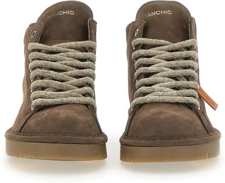 Panchic Bruine Enkellaarzen met Chenille Veters Brown Heren