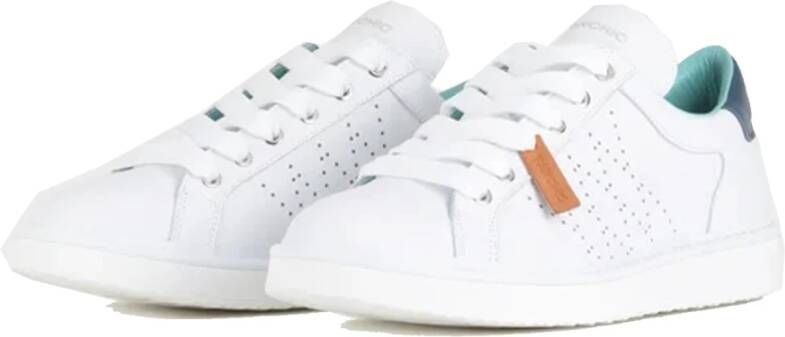 Panchic Witte leren sneakers met brede witte veters White Heren