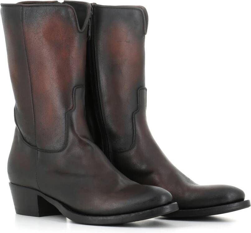 Pantanetti Bruine leren enkellaarzen met rits Brown Dames
