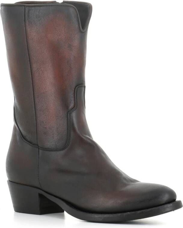 Pantanetti Bruine leren enkellaarzen met rits Brown Dames