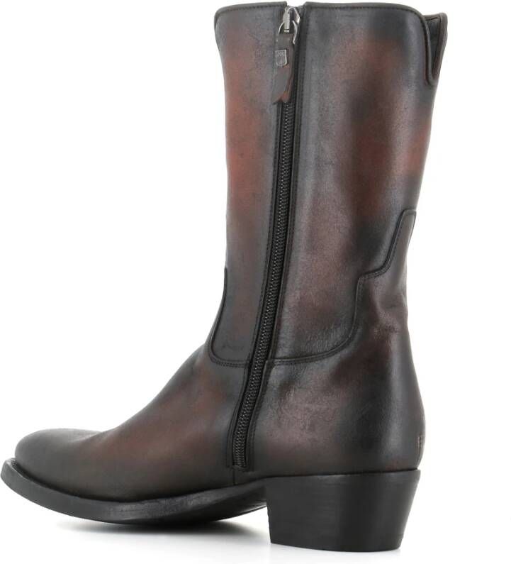 Pantanetti Bruine leren enkellaarzen met rits Brown Dames