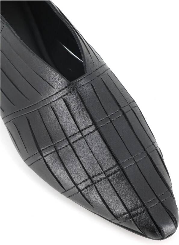 Pantanetti Zwarte leren ballerina schoenen
