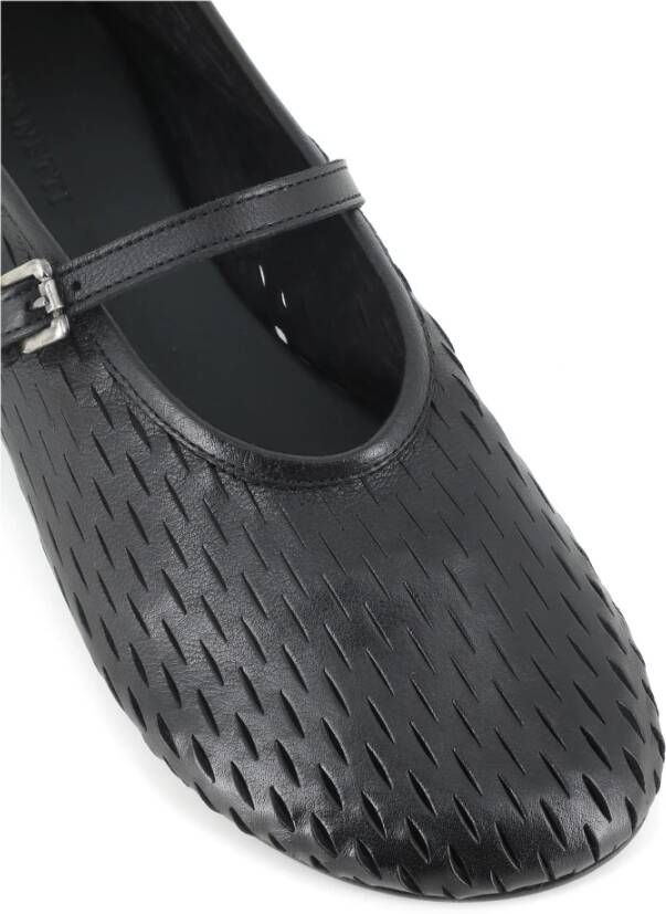 Pantanetti Zwarte leren ballerina schoenen