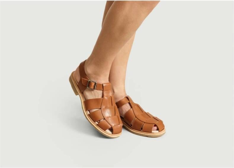 Paraboot Klassieke Iberis Leren Sandalen Bruin Dames