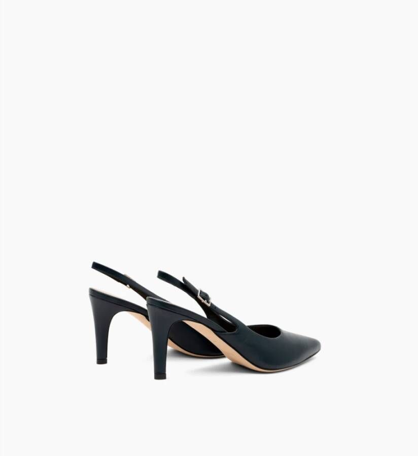 Parallele Marine Leren Slingback Hakken Blue Dames