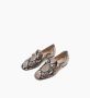 Parallele Slangenprint Leren Mocassin Multicolor Dames - Thumbnail 7