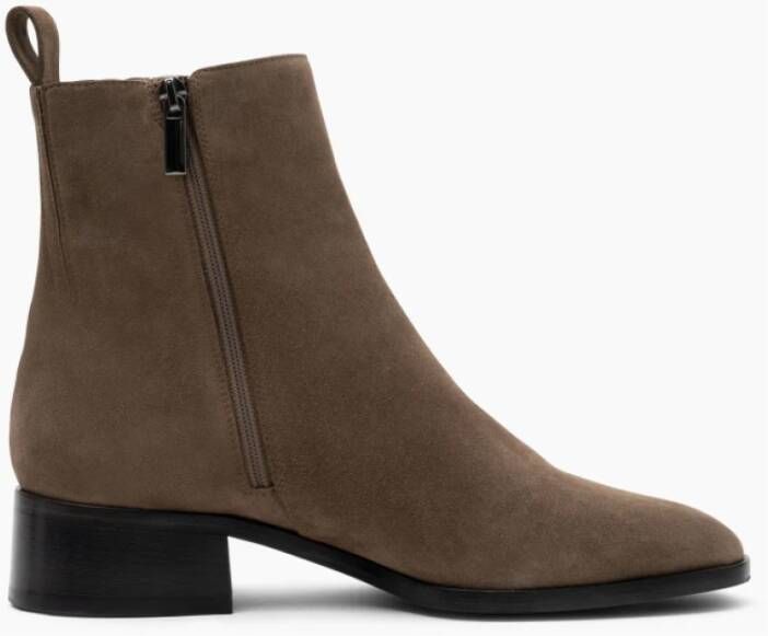 Parallele Taupe Suède Vierkante Neus Enkellaarsje Brown Dames