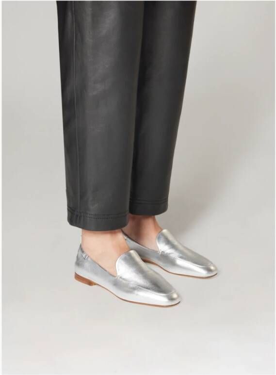 Parallele Zilveren zachte leren mocassins Gray Dames