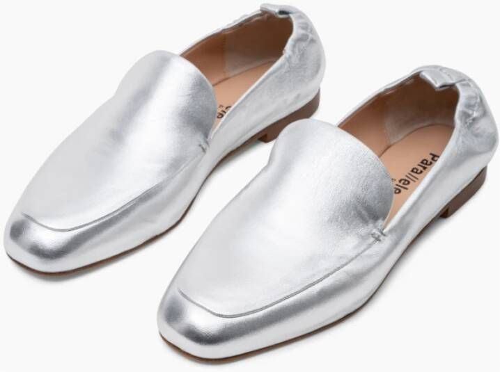 Parallele Zilveren zachte leren mocassins Gray Dames