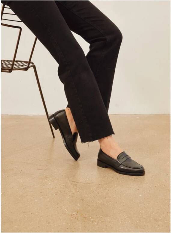 Parallele Zwarte Kalverenleren Mocassin Schoen Black Dames