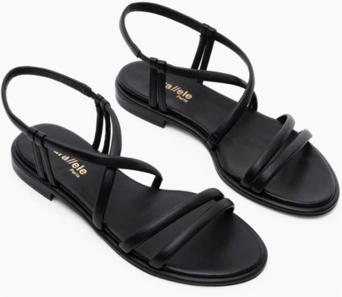 Parallele Zwarte Leren Sandaal Fabio Black Dames