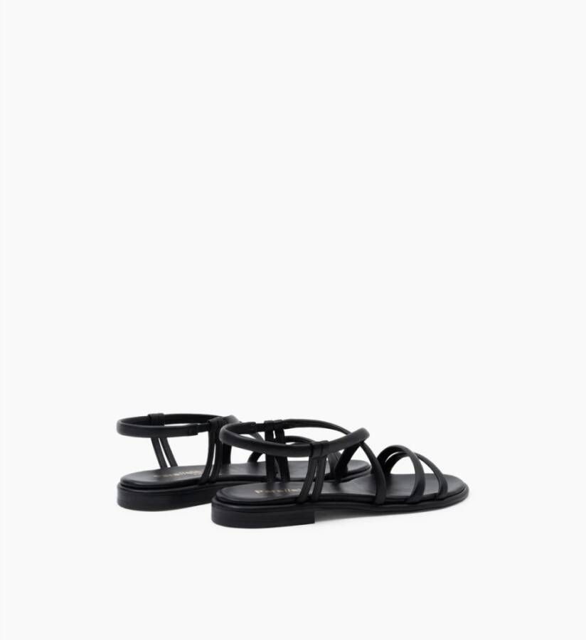 Parallele Zwarte Leren Sandaal Fabio Black Dames