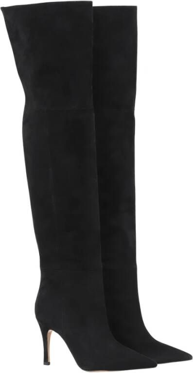 Paris Punk Zwarte Suède Over-Knee Laarzen Black Dames