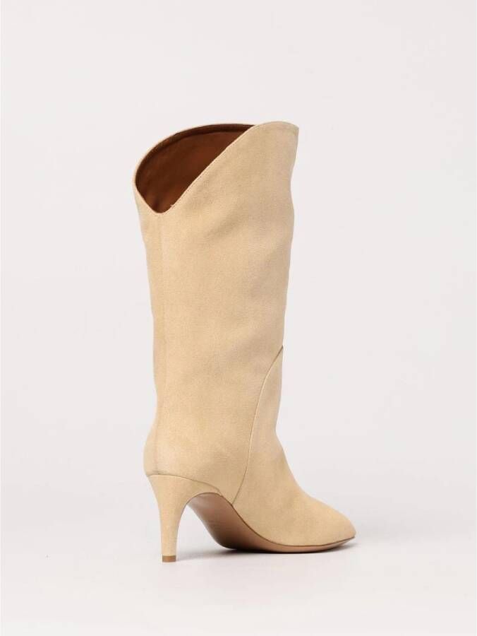 Paris Texas Beige Suède Mid-kuit Platte Laarzen