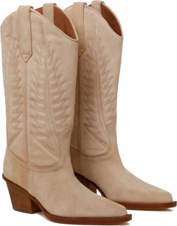 Paris Texas Suède Laarzen met Hagedisprint Beige Dames