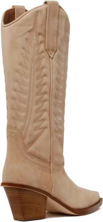 Paris Texas Suède Laarzen met Hagedisprint Beige Dames