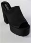 Paris Texas Slippers & Mules Black Mules With Oversized Platform In Silk in zwart - Thumbnail 7