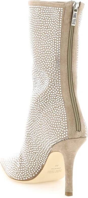 Paris Texas Glamoureuze Rhinestone Enkellaarzen van Holly Mama Beige Dames