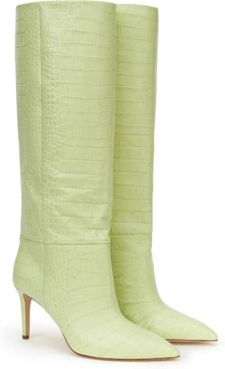 Paris Texas Kniehoge Stiletto Boot in Cocco Print Green Dames