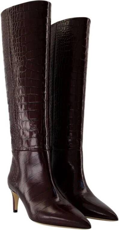 Paris Texas Krokodil-geprint Leren Stiletto Laarzen Bordeaux