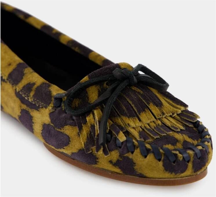 Paris Texas Luipaard Suède Loafers met Franjes