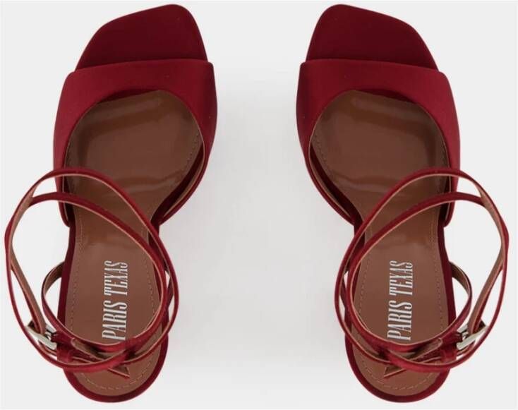 Paris Texas Luxe Rouge Noir Satijnen Sandalen